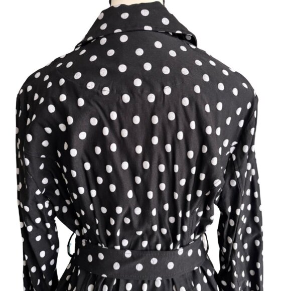GUILLAUME POLKA DOT DOUBLE-BREASTED TRENCH COAT, SZ.M - Picture 4 of 8